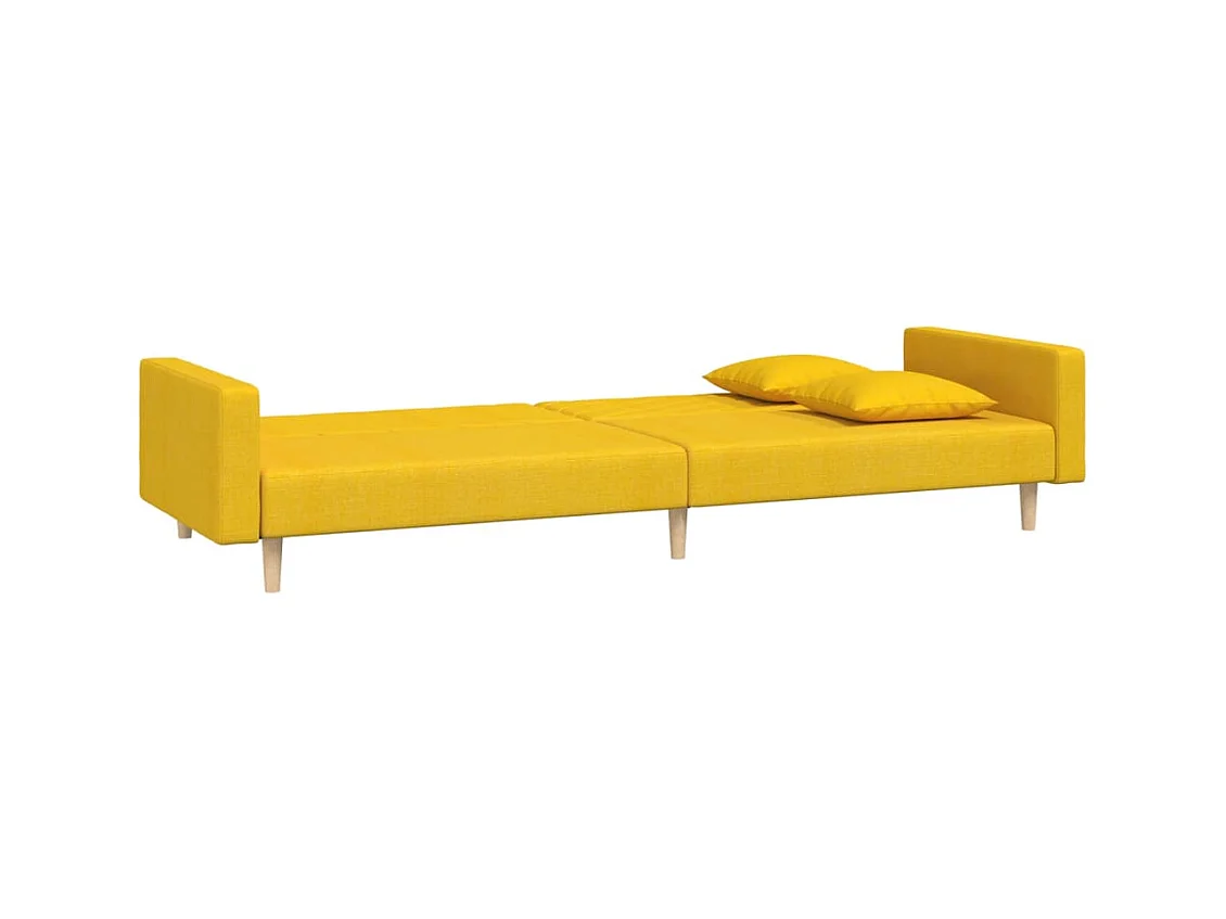 Sofá cama de 2 plazas con dos almohadas tela color amarillo