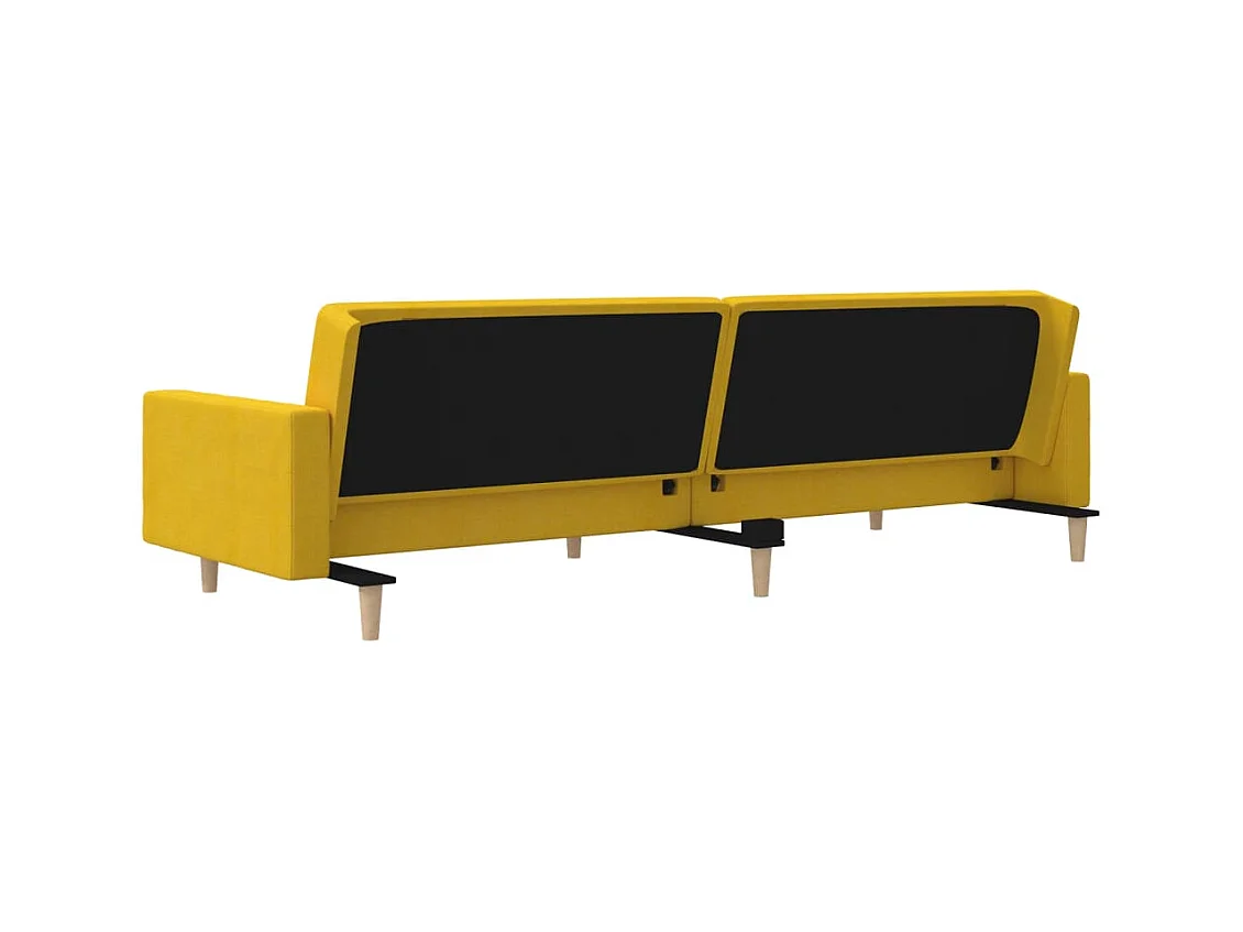 Sofá cama de 2 plazas con dos almohadas tela color amarillo