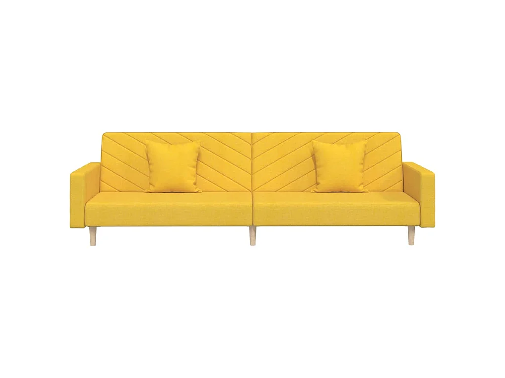 Schlafsofa 2-Sitzer mit 2 Kissen Gelb Stoff