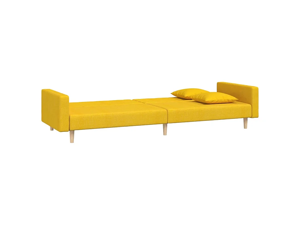 Schlafsofa 2-Sitzer mit 2 Kissen Gelb Stoff