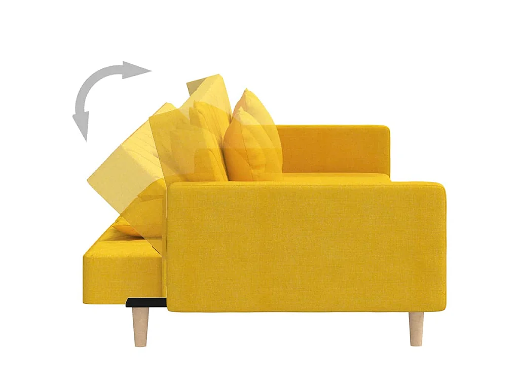 Schlafsofa 2-Sitzer mit 2 Kissen Gelb Stoff