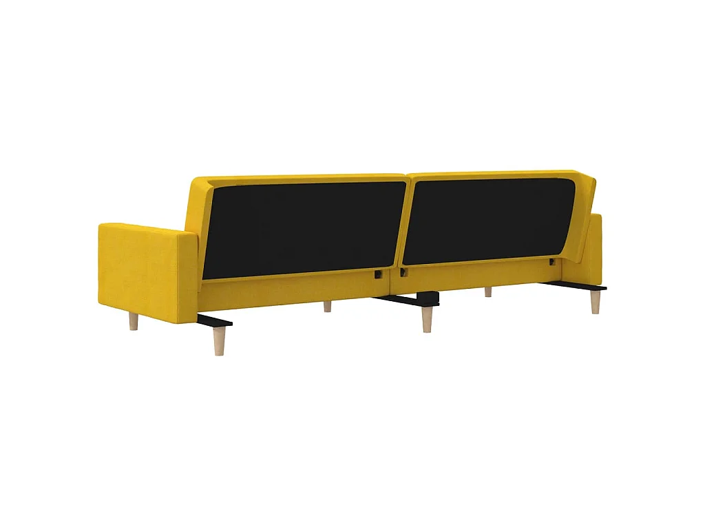 Schlafsofa 2-Sitzer mit 2 Kissen Gelb Stoff