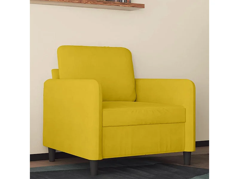 Fotel Żółty 60 cm Welurowy Wygodny i Solidny