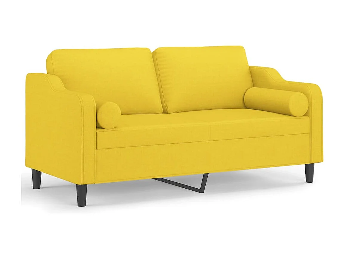 2-Sitzer-Sofa mit Zierkissen Hellgelb 140 cm Stoff