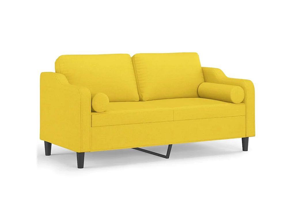 Canapé 2 places avec oreillers jaune clair 140 cm tissu
