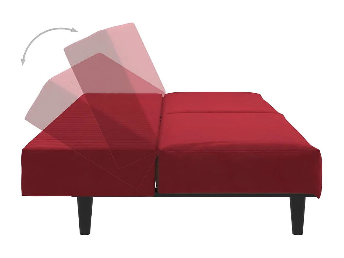Divano Letto a 2 Posti Rosso Vino in Velluto