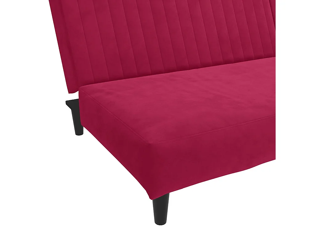 Canapé-lit 2 places rouge bordeaux velours