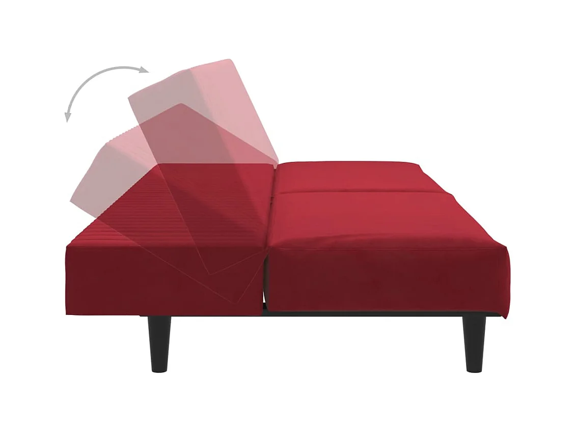 Schlafsofa 2-Sitzer Weinrot Samt