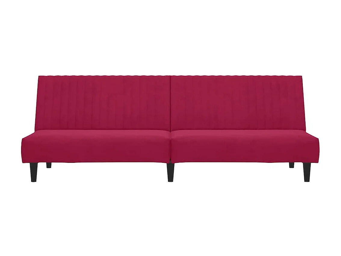 Canapé-lit 2 places rouge bordeaux velours