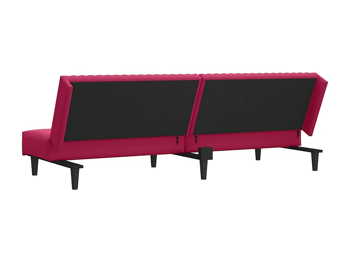 Canapé-lit 2 places rouge bordeaux velours