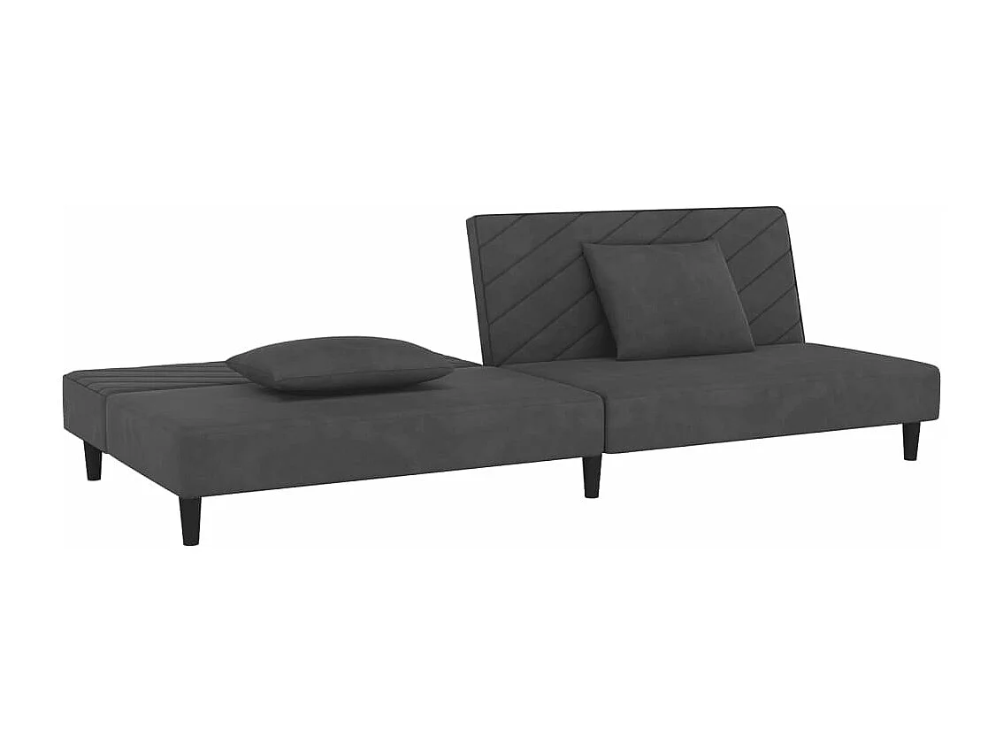 Schlafsofa 2-Sitzer mit 2 Kissen Dunkelgrau Samt