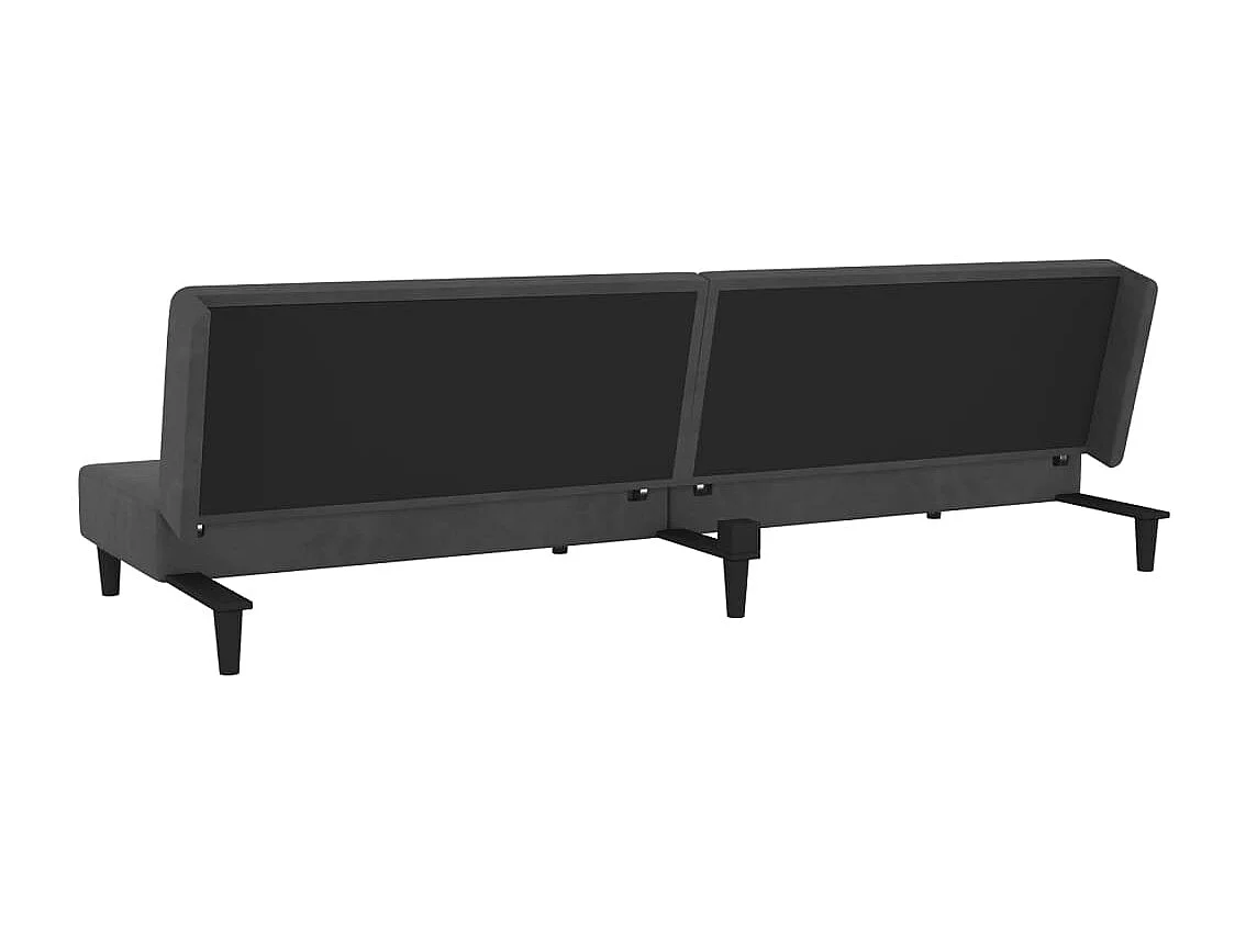 Schlafsofa 2-Sitzer mit 2 Kissen Dunkelgrau Samt