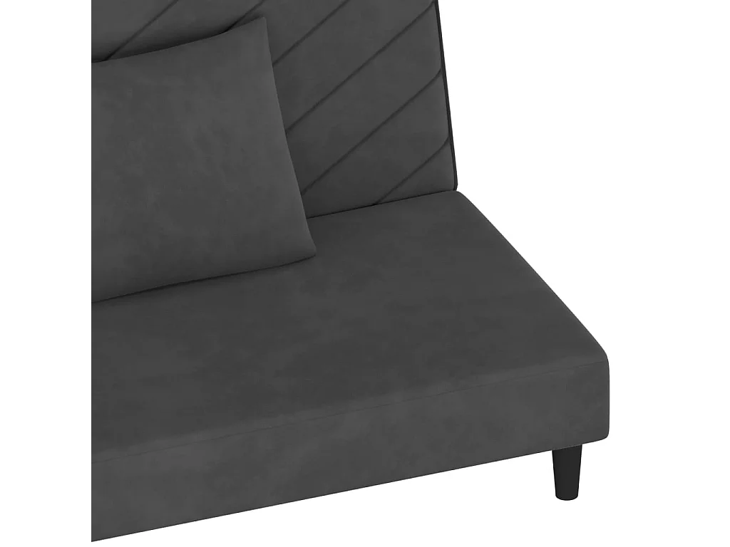 Schlafsofa 2-Sitzer mit 2 Kissen Dunkelgrau Samt