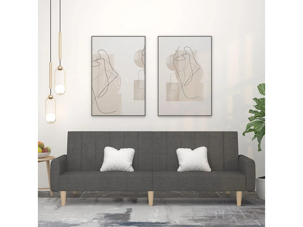 Schlafsofa 2-Sitzer Dunkelgrau Stoff