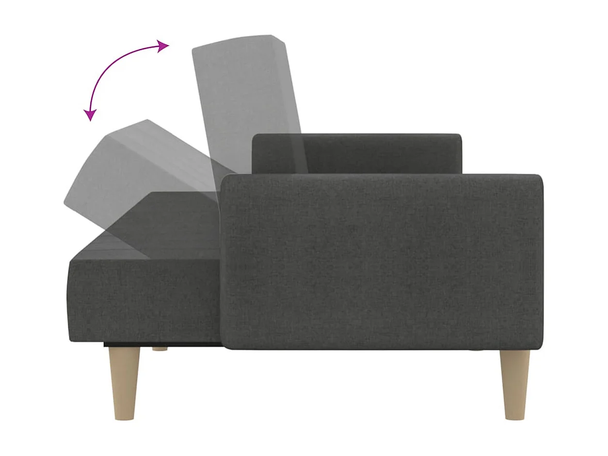 Schlafsofa 2-Sitzer Dunkelgrau Stoff