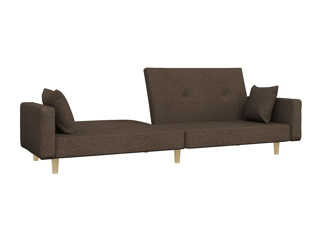 Schlafsofa 2-Sitzer mit 2 Kissen Taupe Stoff