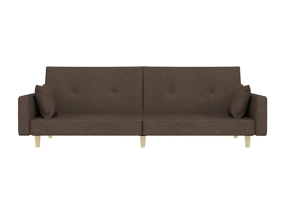 Schlafsofa 2-Sitzer mit 2 Kissen Taupe Stoff