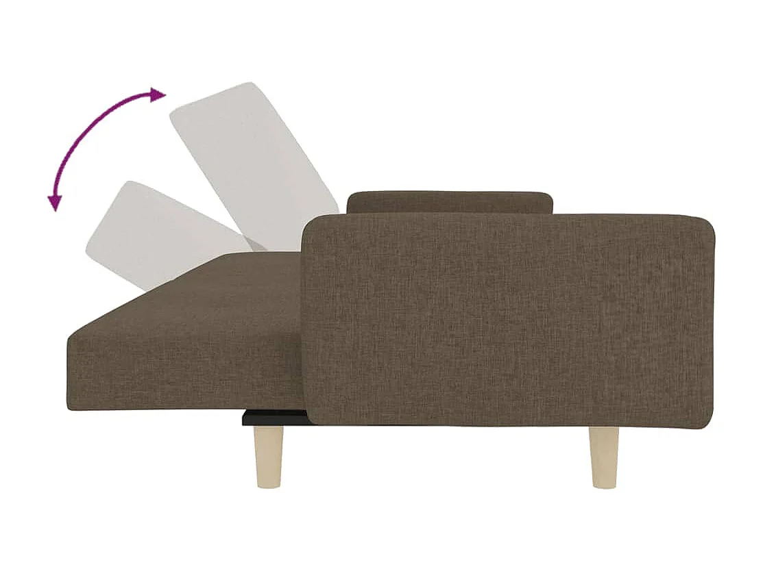 Schlafsofa 2-Sitzer mit 2 Kissen Taupe Stoff