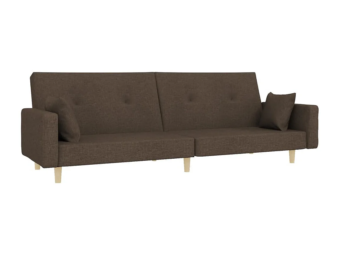 Schlafsofa 2-Sitzer mit 2 Kissen Taupe Stoff