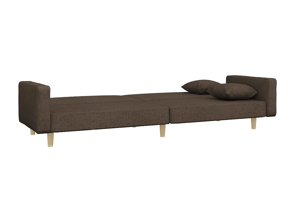 Schlafsofa 2-Sitzer mit 2 Kissen Taupe Stoff
