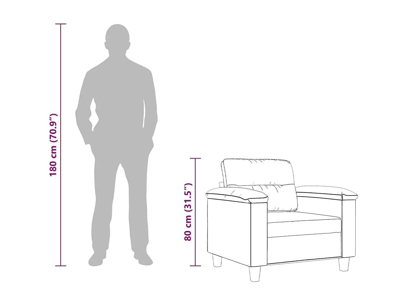 Sessel Creme 60 cm Mikrofasergewebe