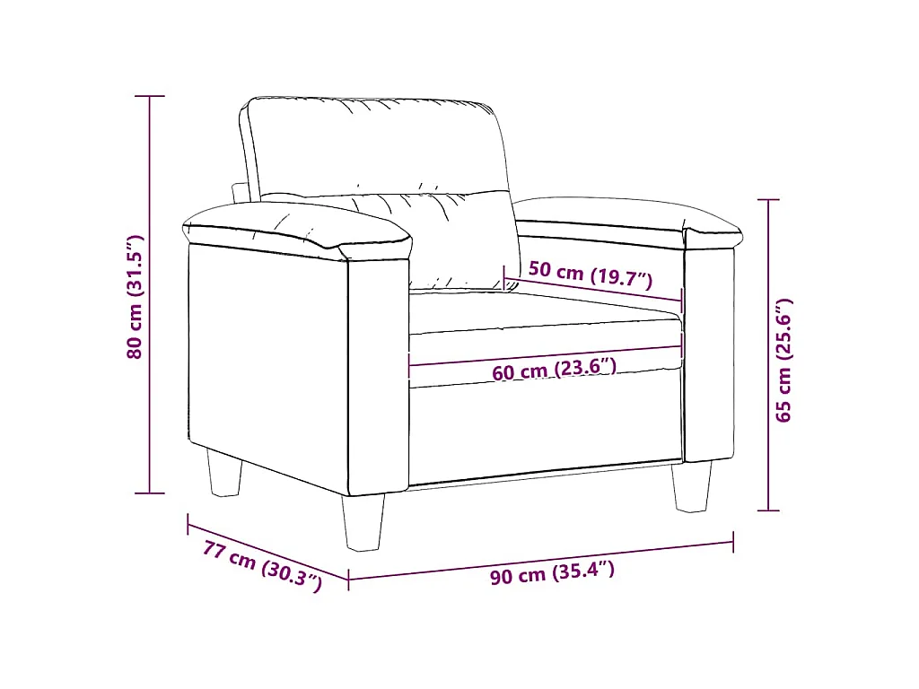 Chaise de canapé crème 60 cm tissu microfibre