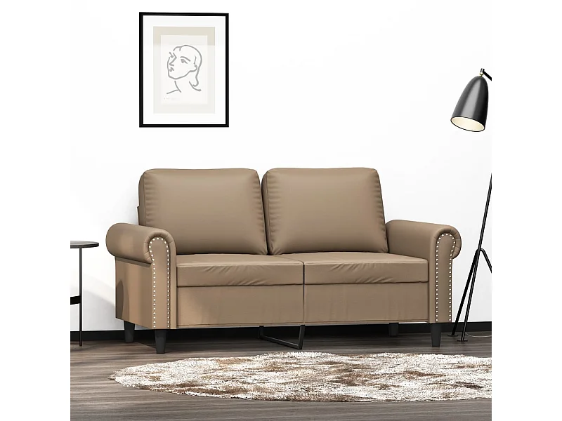 Sofá de 2 plazas de cuero sintético color capuchino 120 cm