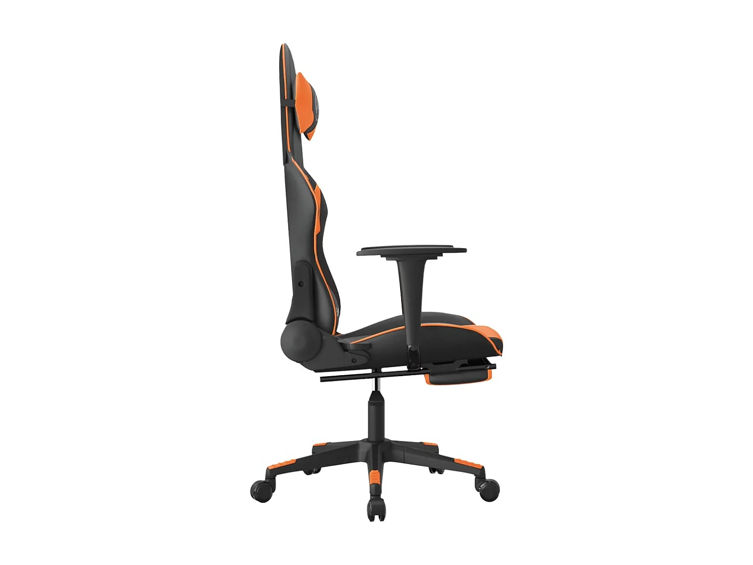 Chaise de jeu avec repose-pied Noir et orange Similicuir