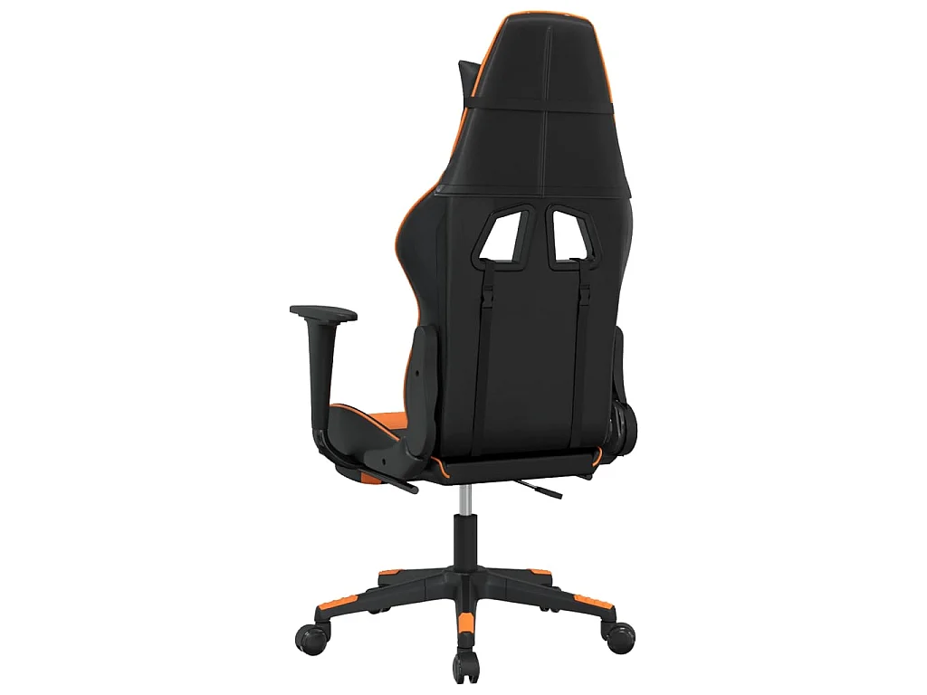 Silla gaming con reposapiés cuero sintético negro naranja