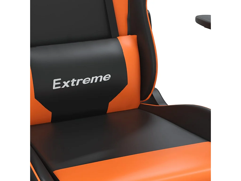 Silla gaming con reposapiés cuero sintético negro naranja