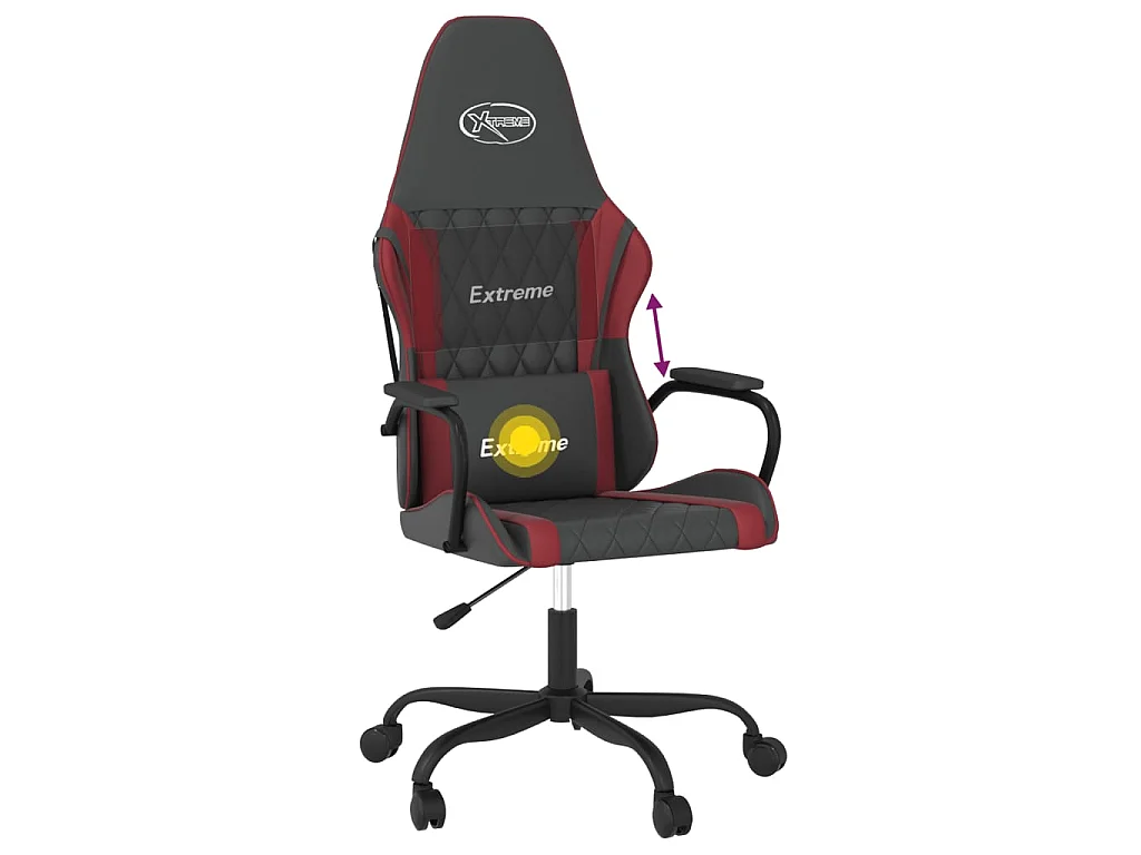 Sedia Gaming Massaggio Nero e Rosso Vino in Similpelle
