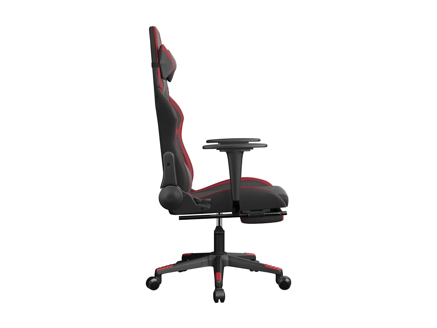 Gaming-Stuhl mit Massage & Fußstütze Schwarz Weinrot Kunstleder
