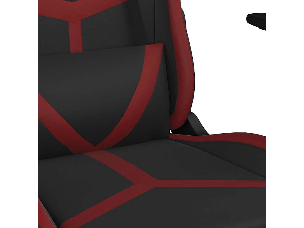 Gaming-Stuhl mit Massage & Fußstütze Schwarz Weinrot Kunstleder
