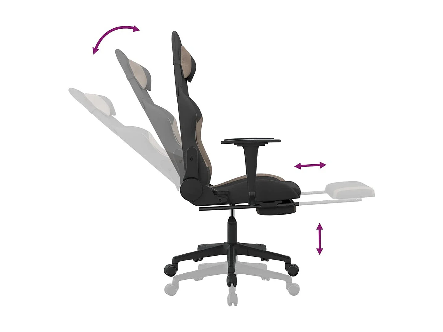 Gaming-Stuhl mit Massage & Fußstütze Schwarz und Taupe Stoff