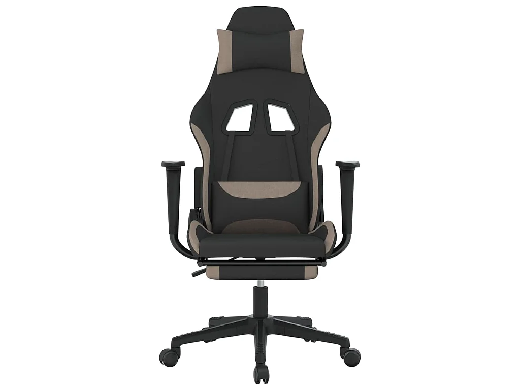 Gaming-Stuhl mit Massage & Fußstütze Schwarz und Taupe Stoff