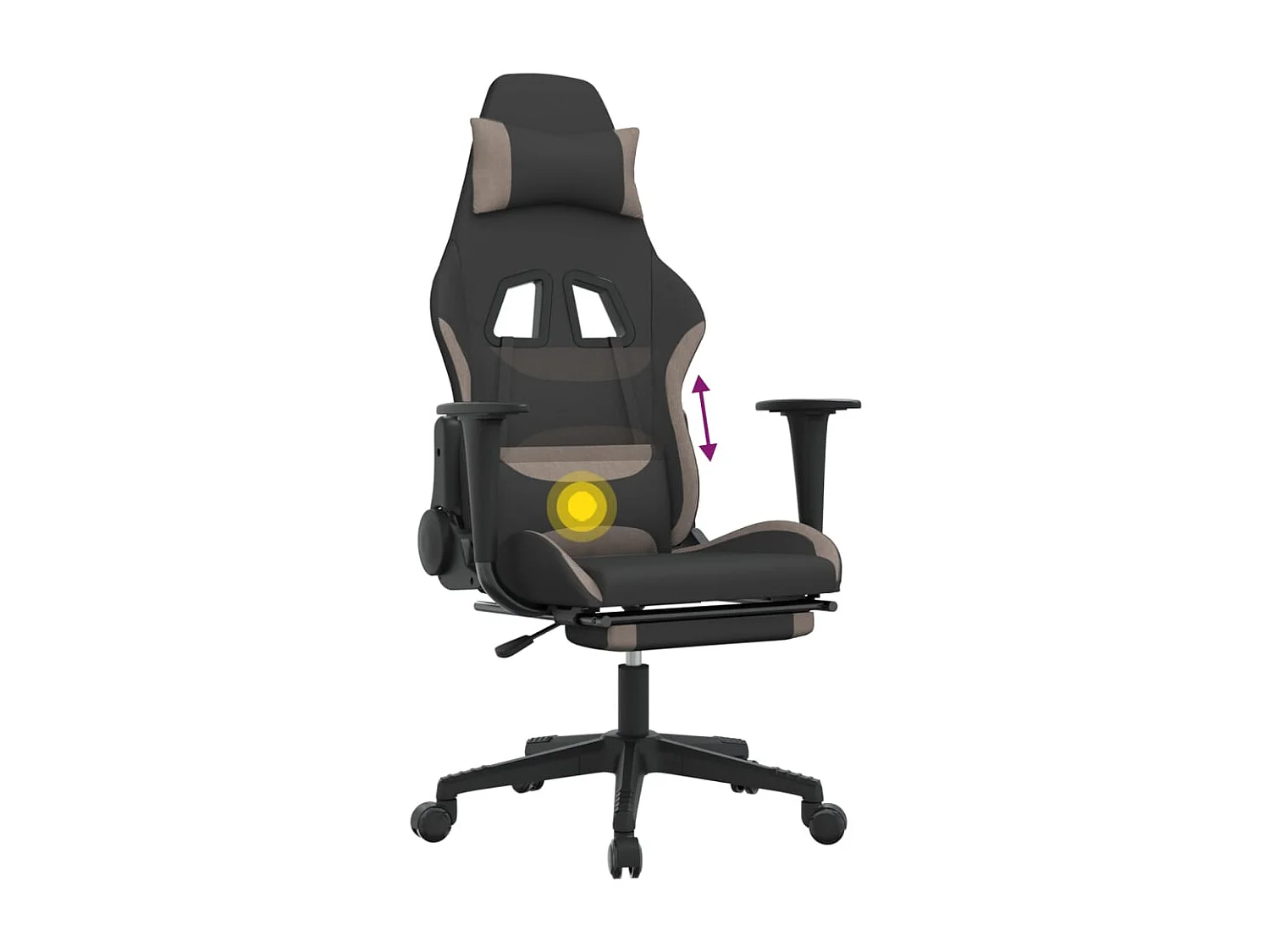 Gaming-Stuhl mit Massage & Fußstütze Schwarz und Taupe Stoff