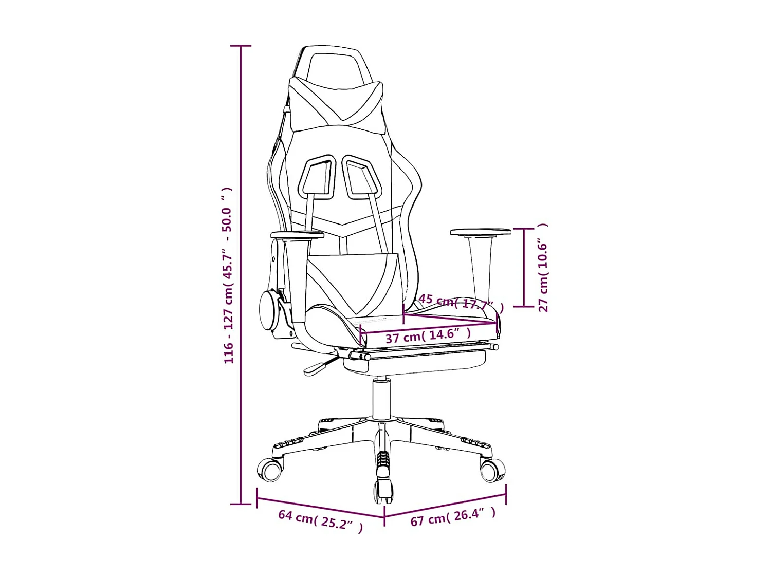 Chaise de jeu de massage avec repose-pied Noir&Gris Similicuir