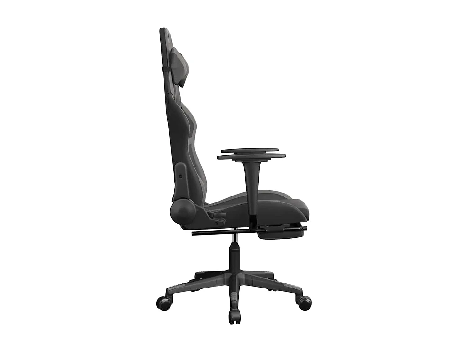 Chaise de jeu de massage avec repose-pied Noir&Gris Similicuir