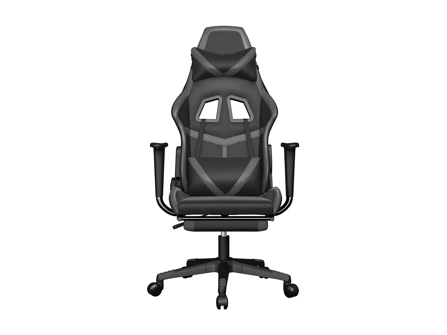 Chaise de jeu de massage avec repose-pied Noir&Gris Similicuir