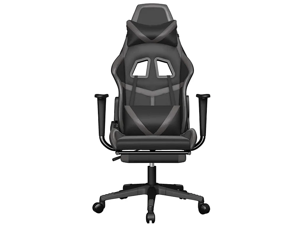 Sedia da Gaming Massaggio Poggiapiedi Nero e Grigio Similpelle