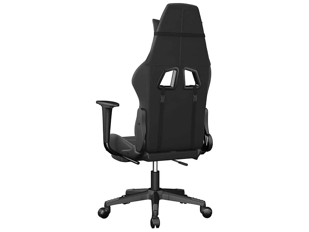 Sedia da Gaming Massaggio Poggiapiedi Nero e Grigio Similpelle