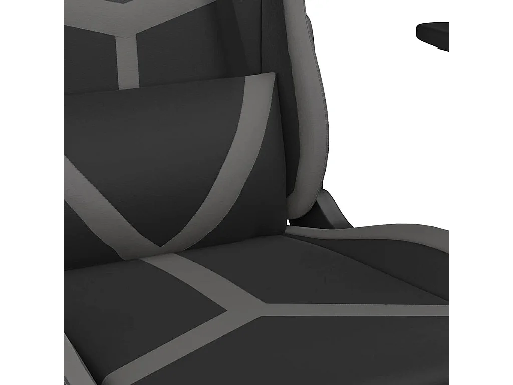 Sedia da Gaming Massaggio Poggiapiedi Nero e Grigio Similpelle