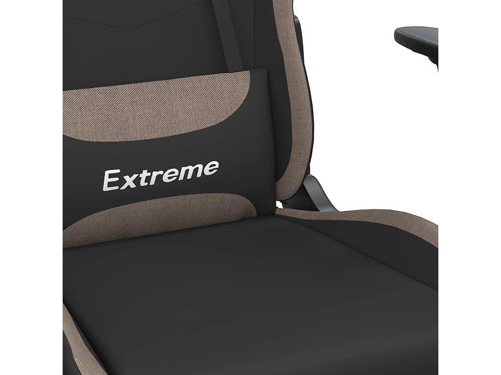 Silla gaming con reposapiés tela negro y gris taupe