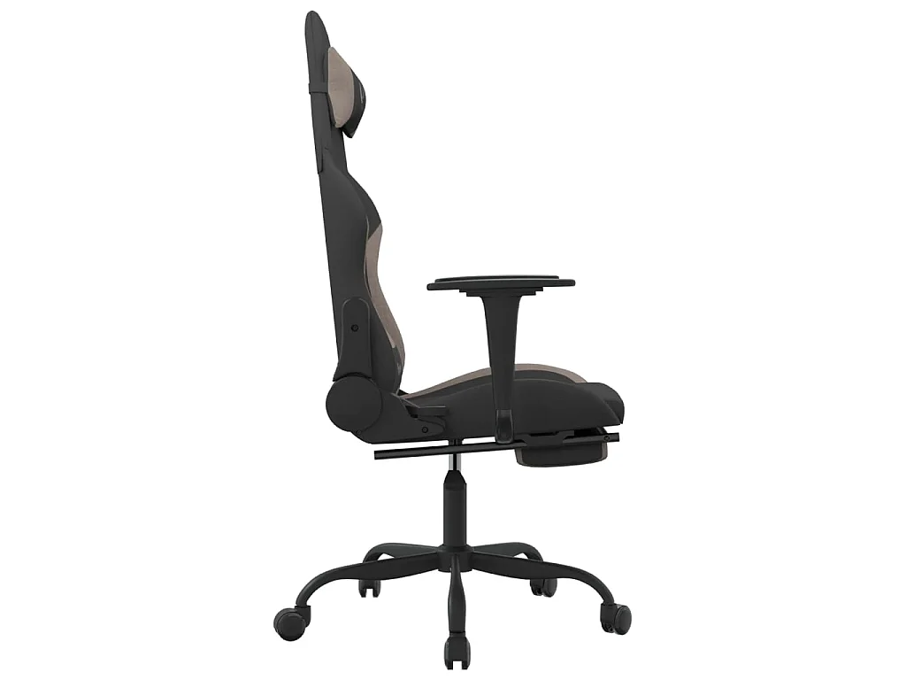 Gaming-Stuhl mit Fußstütze Schwarz und Taupe Stoff