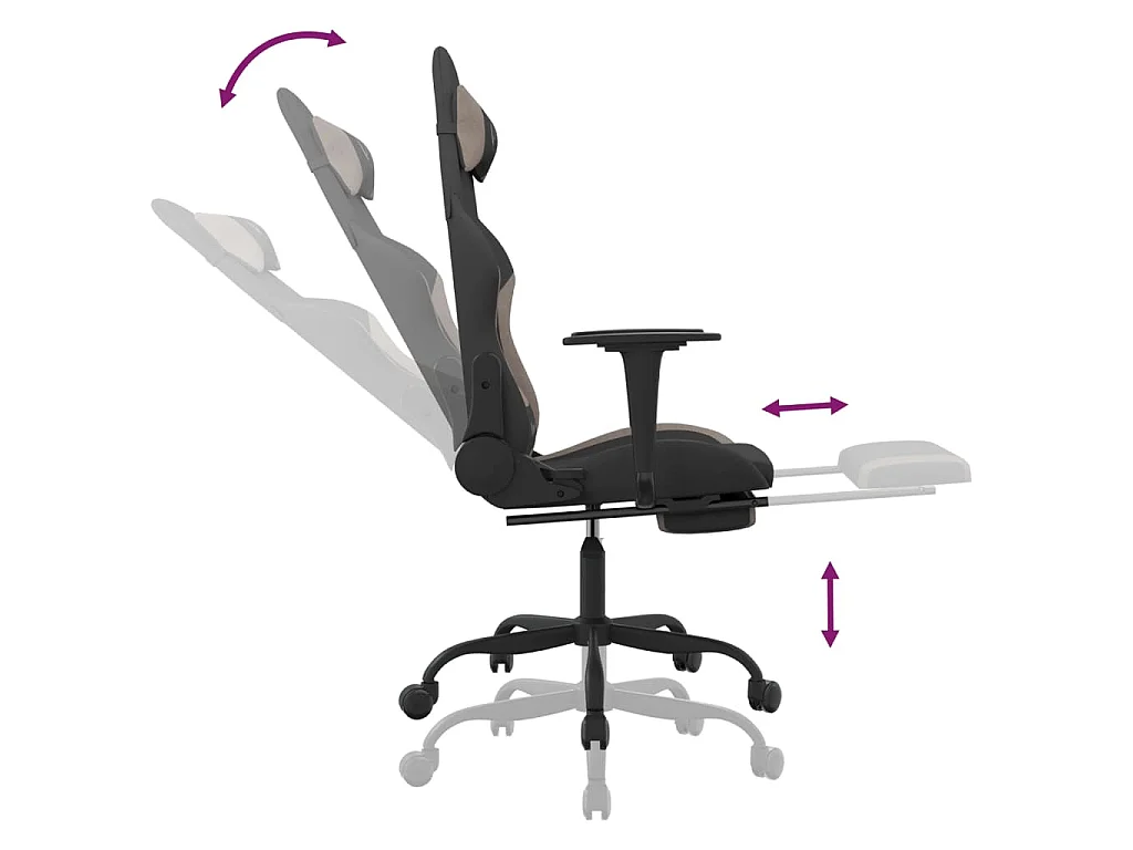 Gaming-Stuhl mit Fußstütze Schwarz und Taupe Stoff