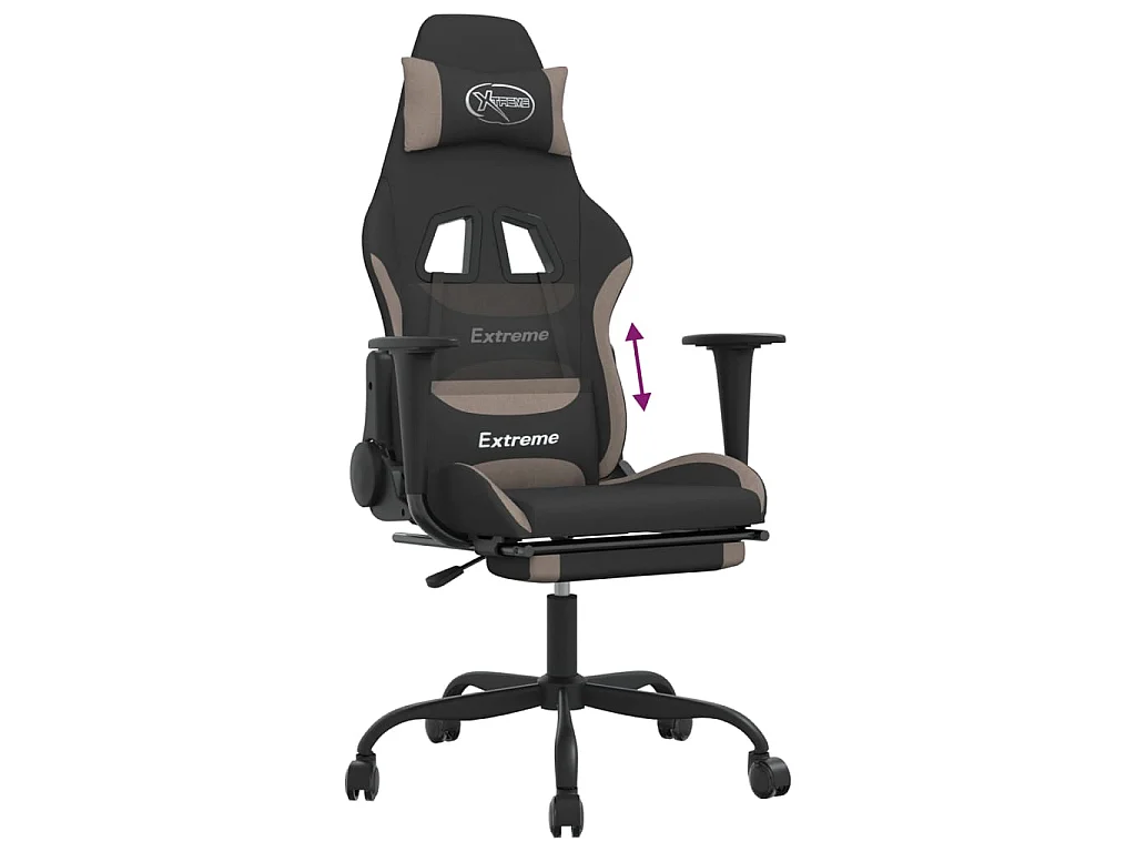 Gaming-Stuhl mit Fußstütze Schwarz und Taupe Stoff