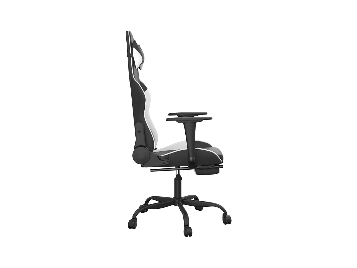 Sedia Gaming Massaggiante Poggiapiedi Nero e Bianco Similpelle