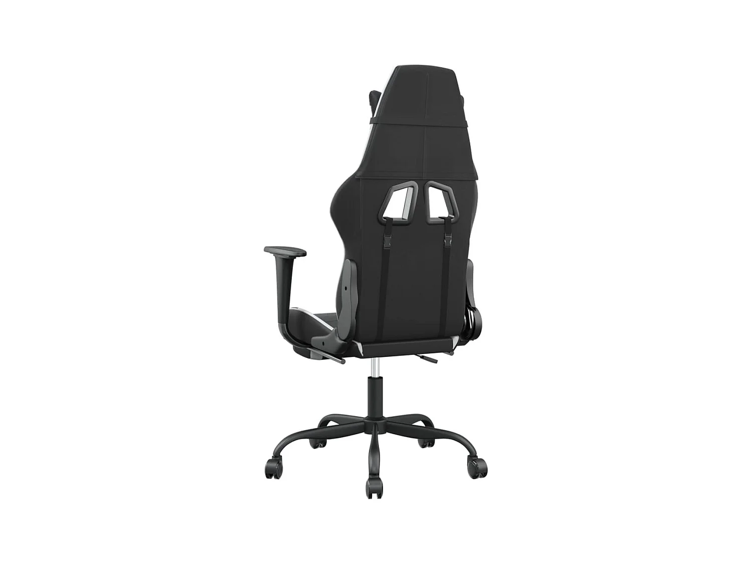 Sedia Gaming Massaggiante Poggiapiedi Nero e Bianco Similpelle