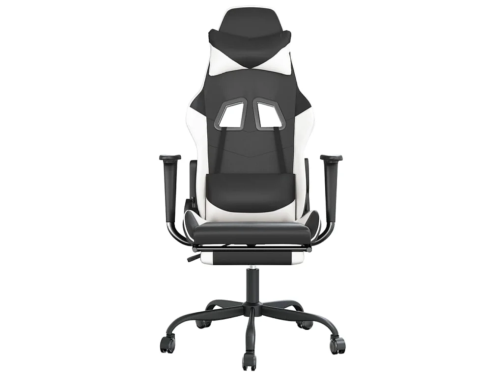 Chaise de jeu de massage avec repose-pied Noir&Blanc Similicuir