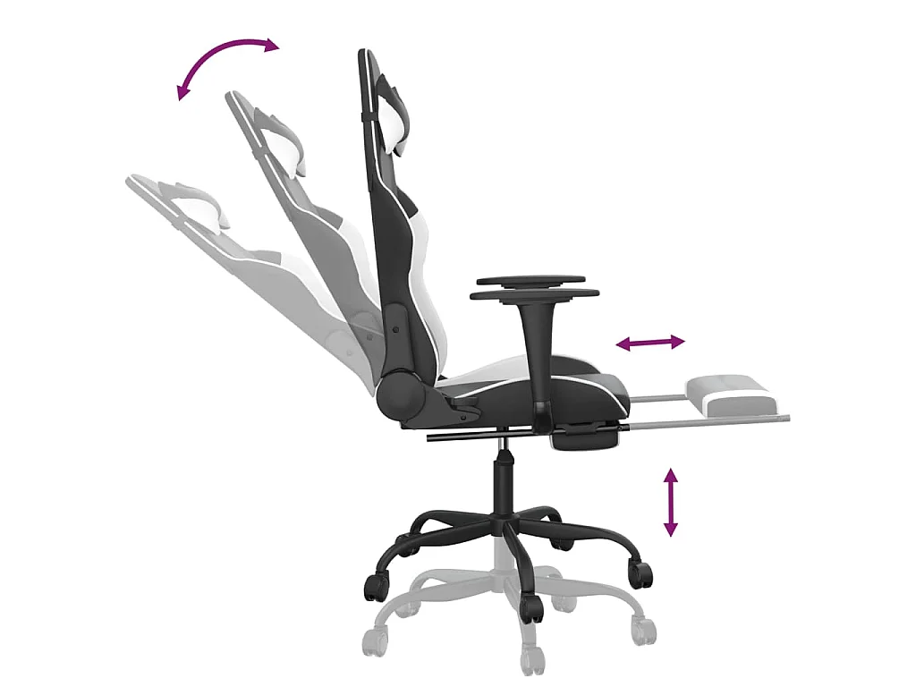Chaise de jeu de massage avec repose-pied Noir&Blanc Similicuir